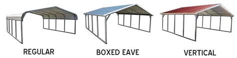 boxed eave versus vertical style of metal carport|boxed eave vs carport.